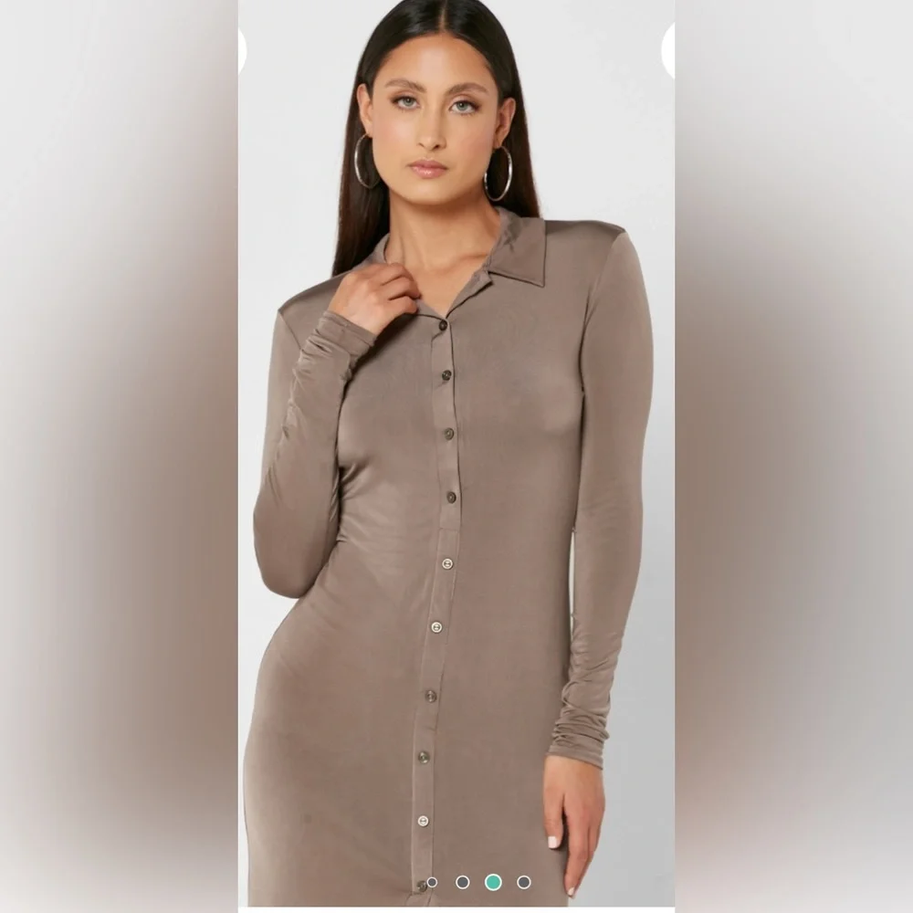 River Island Brown Button Detail Knitted Dress Size 6 NWT - Picture 4 of 15